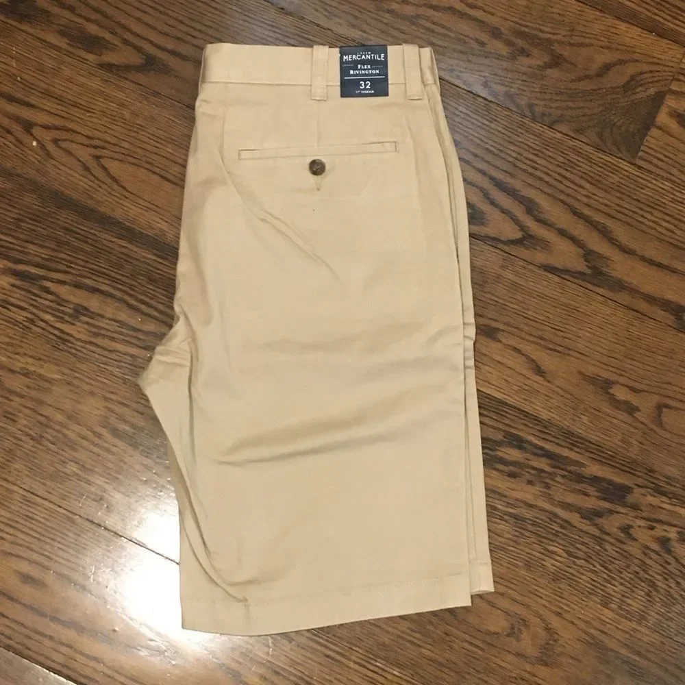 J. CREW Mercantile Flex Flat Front Khaki Shorts 32 - Picture 3 of 13